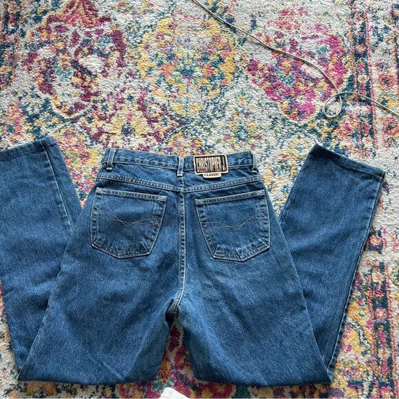 Rare 90s vintage painted Mom jeans Dark wash preppy indie jeans - Picture 5 of 10